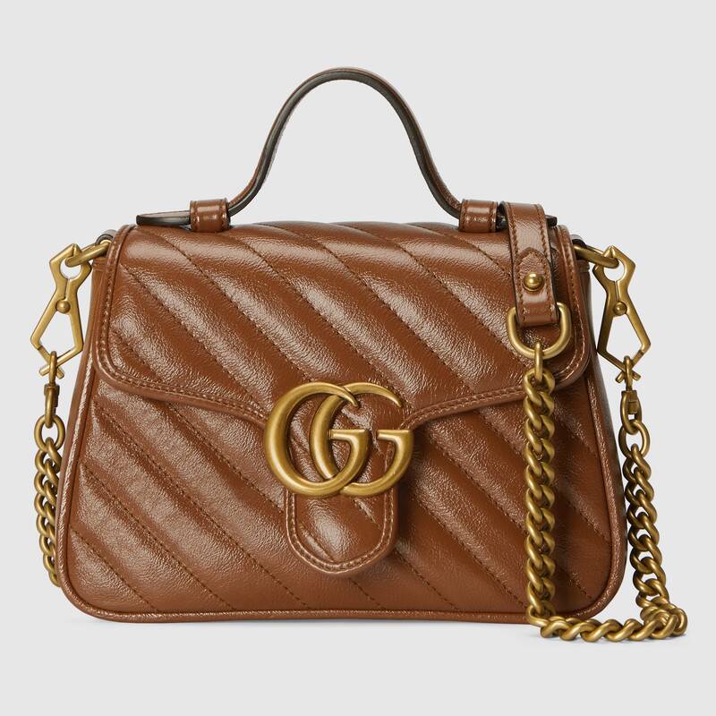 Gucci GG Marmont Mini Top Handle Bag Shoulder Bag 583571 Brown